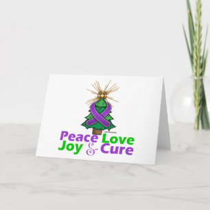 Cartes Pour Fêtes Annuelles Purple Ribbon Christmas Peace Love Joy Cure