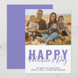 Cartes Pour Fêtes Annuelles Purple Valentine`s Day Family Photo