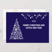 Cartes Pour Fêtes Annuelles Purple wish card New Year with tree & balls (Devant / Derrière)