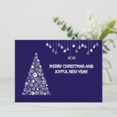 Cartes Pour Fêtes Annuelles Purple wish card New Year with tree & balls (Debout devant)