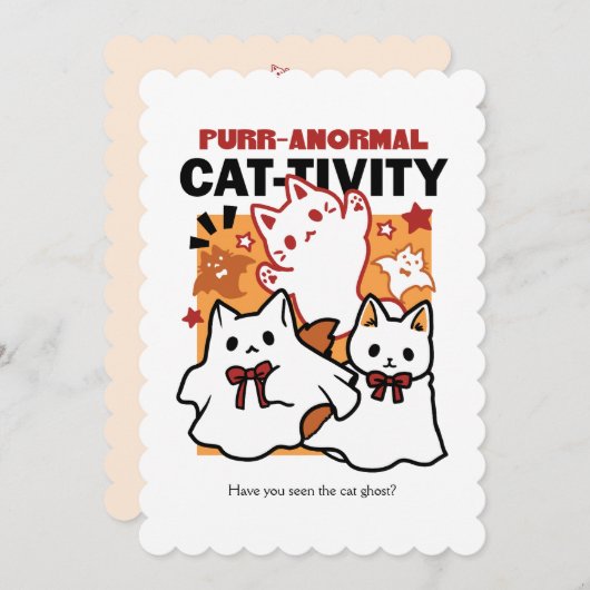 Cartes Pour Fêtes Annuelles Purr-anormal Cat Cat mignonne Halloween Conception (Devant / Derrière)