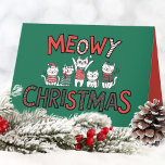 Cartes Pour Fêtes Annuelles Purr-fect Meowy Noël<br><div class="desc">Cette charmante carte de voeux de Noël présente un design festif et ludique qui apportera un sourire à tous les amoureux de les chats. Le devant de la carte est orné d'un groupe de cinq adorables chats, tous habillés de vêtements de vacances, dont des chandails de Noël, des écharpes et...</div>