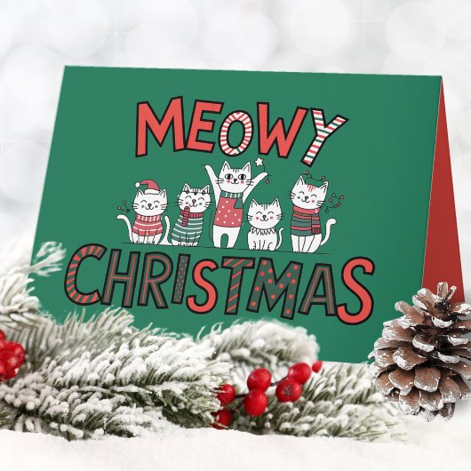 Cartes Pour Fêtes Annuelles Purr-fect Meowy Noël