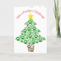 Purr-fect Noël amusant Empreinte de patte Arbre Am