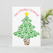 Cartes Pour Fêtes Annuelles Purrffect Christmas mignon Chat Empreinte de patte (Debout devant)