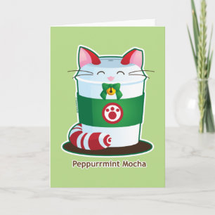 Cartes Pour Fêtes Annuelles Purrista Pawfee - chat mignon de café de vacances