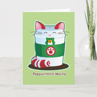 Cartes Pour Fêtes Annuelles Purrista Pawfee - chat mignon de café de vacances