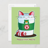 Cartes Pour Fêtes Annuelles Purrista Pawfee - chat mignon de café de vacances (Devant / Derrière)