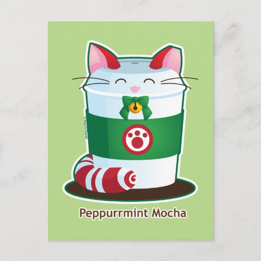 Cartes Pour Fêtes Annuelles Purrista Pawfee - chat mignon de café de vacances (Devant)