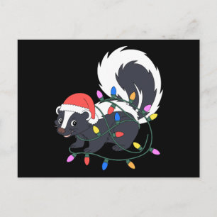 Cartes Pour Fêtes Annuelles Putois de Noël Chapeau de Père Noël Guirlandes de