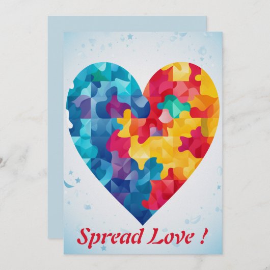 Cartes Pour Fêtes Annuelles Puzzle d'amour Coeur arc-en-ciel Personnalisé (Devant / Derrière)