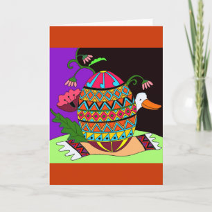 Cartes Pour Fêtes Annuelles Pysanka et Duck Ukrainian Folk Art