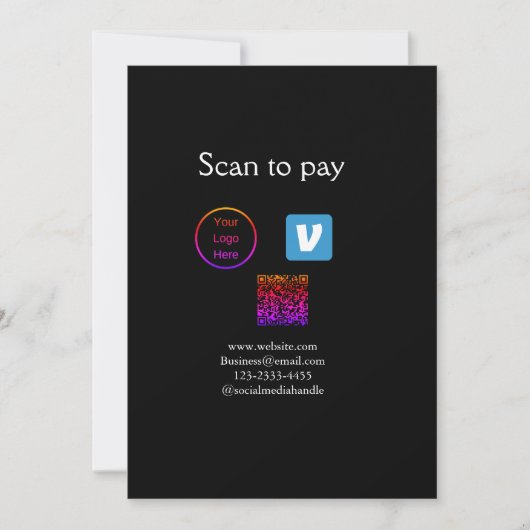Cartes Pour Fêtes Annuelles Q R code venmo scanner pour payer ajouter le logo (Devant)