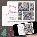 Cartes Pour Fêtes Annuelles QR Code 5 Photo Nous Vous Souhaitons Joyeux Noël R<br><div class="desc">Cette année, célébrez les joyeuses merveilles de la technologie moderne avec un code QR interactif amusant photo collage carte de vacances. Partagez cinq de vos photos préférées ainsi qu'un message vidéo en ligne, une chanson, un album photo ou un autre site Web. Tout le texte sur ce modèle est simple...</div>