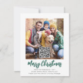 Cartes Pour Fêtes Annuelles QR Code Vert Brossé Script Joyeux Noël Photo (Devant)