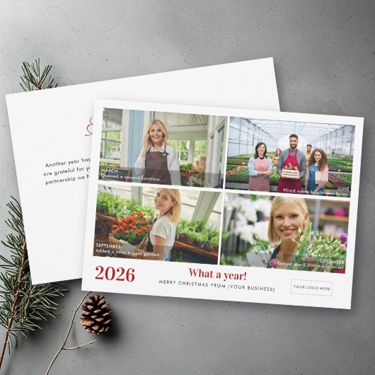 Cartes Pour Fêtes Annuelles Quadrillage de quatre photos Bilan annuel Logo d'e