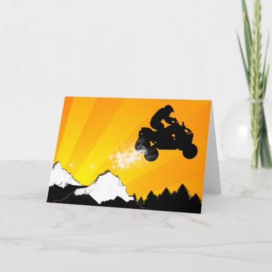 Cartes Pour Fêtes Annuelles quadruples. coucher du soleil orange (Devant)