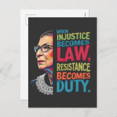 Cartes Pour Fêtes Annuelles Quand l'injustice devient loi, la résistance devie (Devant / Derrière)