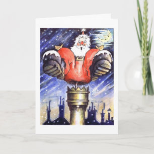 Cartes Pour Fêtes Annuelles Quand Père Noël S'Est Retrouvé Coincé Dans La Chim