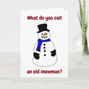 CARTES POUR FÊTES ANNUELLES QU'APPELEZ-VOUS UN "VIEUX SNOWMAN" HUMOUR CHRISTAM