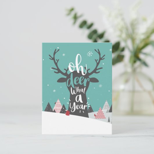 Cartes Pour Fêtes Annuelles Quarantine 2020 Oh Deer Quel An Noël (Debout devant)