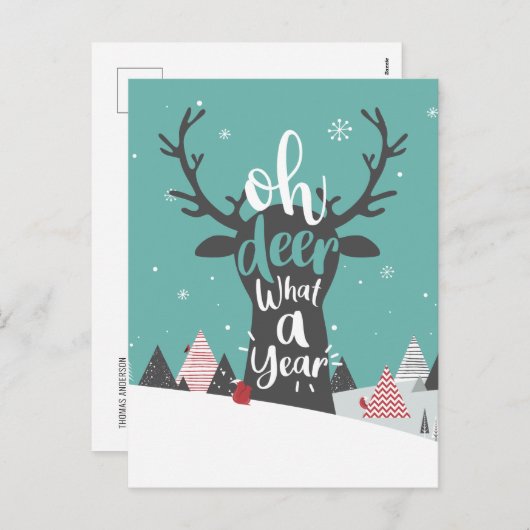 Cartes Pour Fêtes Annuelles Quarantine 2020 Oh Deer Quel An Noël (Devant / Derrière)