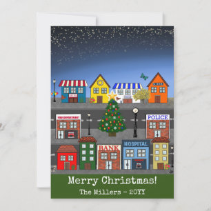 Cartes Pour Fêtes Annuelles Quartier de la petite ville   Joyeux Noël