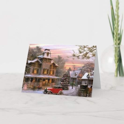 Cartes Pour Fêtes Annuelles Quartier de Noël Vintage (Devant)