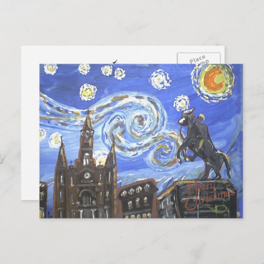 Cartes Pour Fêtes Annuelles Quartier Français Nuit Étoilée (Devant / Derrière)