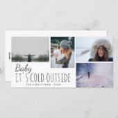 Cartes Pour Fêtes Annuelles Quatre photos | Bébé son froid extérieur Script va (Devant / Derrière)