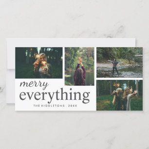 Cartes Pour Fêtes Annuelles Quatre photos   Joyeux tout typographie vacances