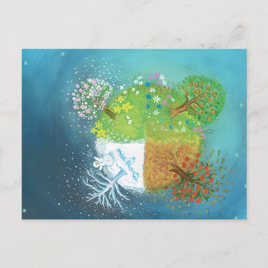 Cartes Pour Fêtes Annuelles Quatre saisons sur Terre (Devant)