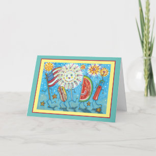 CARTES POUR FÊTES ANNUELLES QUATRIÈME DE JUILLET GANG, PARADE & FEU WORDS