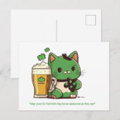 Cartes Pour Fêtes Annuelles "Que votre Saint Patrick soit futile - Cat Post (Devant / Derrière)