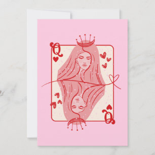 Cartes Pour Fêtes Annuelles Queen of Hearts Red and Pink Preppy Art