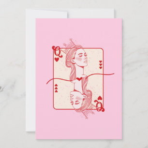 Cartes Pour Fêtes Annuelles Queen of Hearts Red and Pink Preppy Art