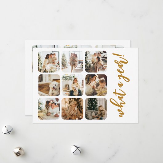 Cartes Pour Fêtes Annuelles Quel an 12 photo et texte personnalisé (Devant/Arrière en situation)