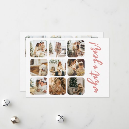 Cartes Pour Fêtes Annuelles Quel an 12 photo et texte personnalisé (Devant/Arrière en situation)