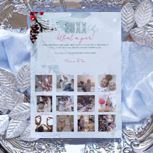 Cartes Pour Fêtes Annuelles Quel An De Revue 12 Famille Photo Collage Mint