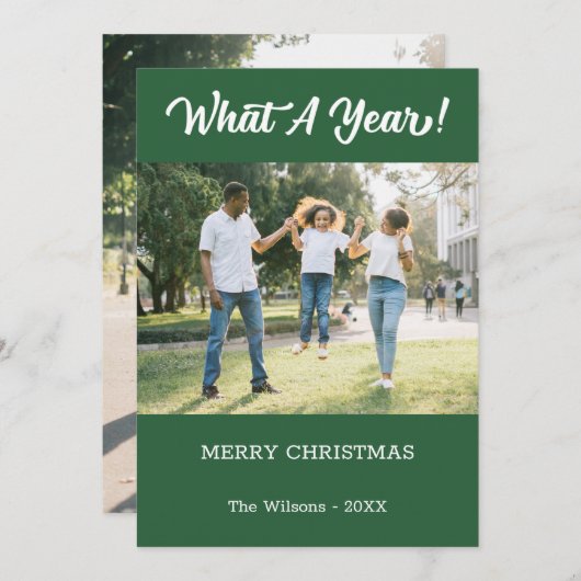 Cartes Pour Fêtes Annuelles Quel An Moderne 2 Photo Vert (Devant / Derrière)