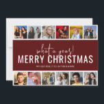 Cartes Pour Fêtes Annuelles Quelle Année ! 12 Collage de photos | Noël<br><div class="desc">Un collage photo moderne carte de noël, avec 12 de vos photos préférées de l'année, dans un style de bande photo, sur un arrière - plan rouge avec un accueil de noël modèle. Les styles de police et la couleur arrière - plan peuvent être changés facilement en cliquant sur le...</div>