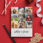 Cartes Pour Fêtes Annuelles Quelle année Noël 9 Photo Collage Famille<br><div class="desc">Quelle année ! Année en revue Carte de vacances avec une typographie moderne et un collage photo de 9.</div>