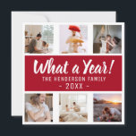 Cartes Pour Fêtes Annuelles Quelle Année ! Photo Collage Noël<br><div class="desc">Faites passer quelques applaudissements de noël à vos amis et votre famille avec ces magnifiques cartes de noël photo. Avec 6 photos,  une bannière rouge baie profonde,  avec un texte blanc qui dit : "Quelle année !",  le nom de famille et la date.</div>