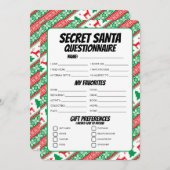 Cartes Pour Fêtes Annuelles Questionnaire sur les cadeaux de Père Noël (Devant / Derrière)