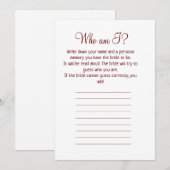 Cartes Pour Fêtes Annuelles qui suis-je jeu simple pour baby shower (Devant / Derrière)