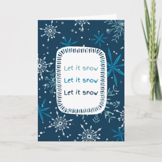 Cartes Pour Fêtes Annuelles "Qu'il neige" Flocon de neige bleu Non photo (Devant)