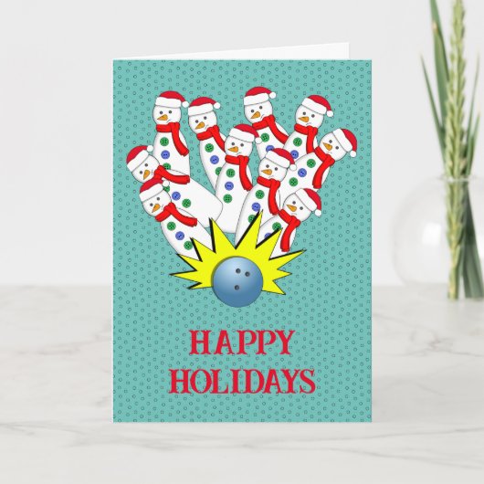 Cartes Pour Fêtes Annuelles Quilles de Noël Bonhommes de neige... En plein dan (Devant)