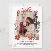 Cartes Pour Fêtes Annuelles Quirky bow floral tendance Joyeux Noël photo (Devant)