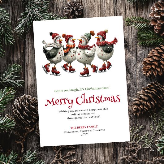 Cartes Pour Fêtes Annuelles Quirky Chickens Holiday Greeting Editable Card