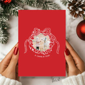 Cartes Pour Fêtes Annuelles Quirky Hand Drawn Bow Pink and Red Photo Christmas